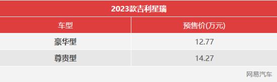 预售12.77万元起 新款吉利星瑞7月18日上市