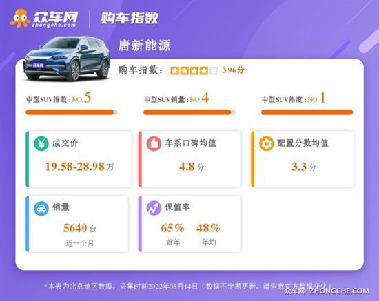 30万级中型纯电动SUV 唐EV对比Model Y