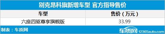 昂科旗新增六座四驱尊享旗舰型 售价33.99万